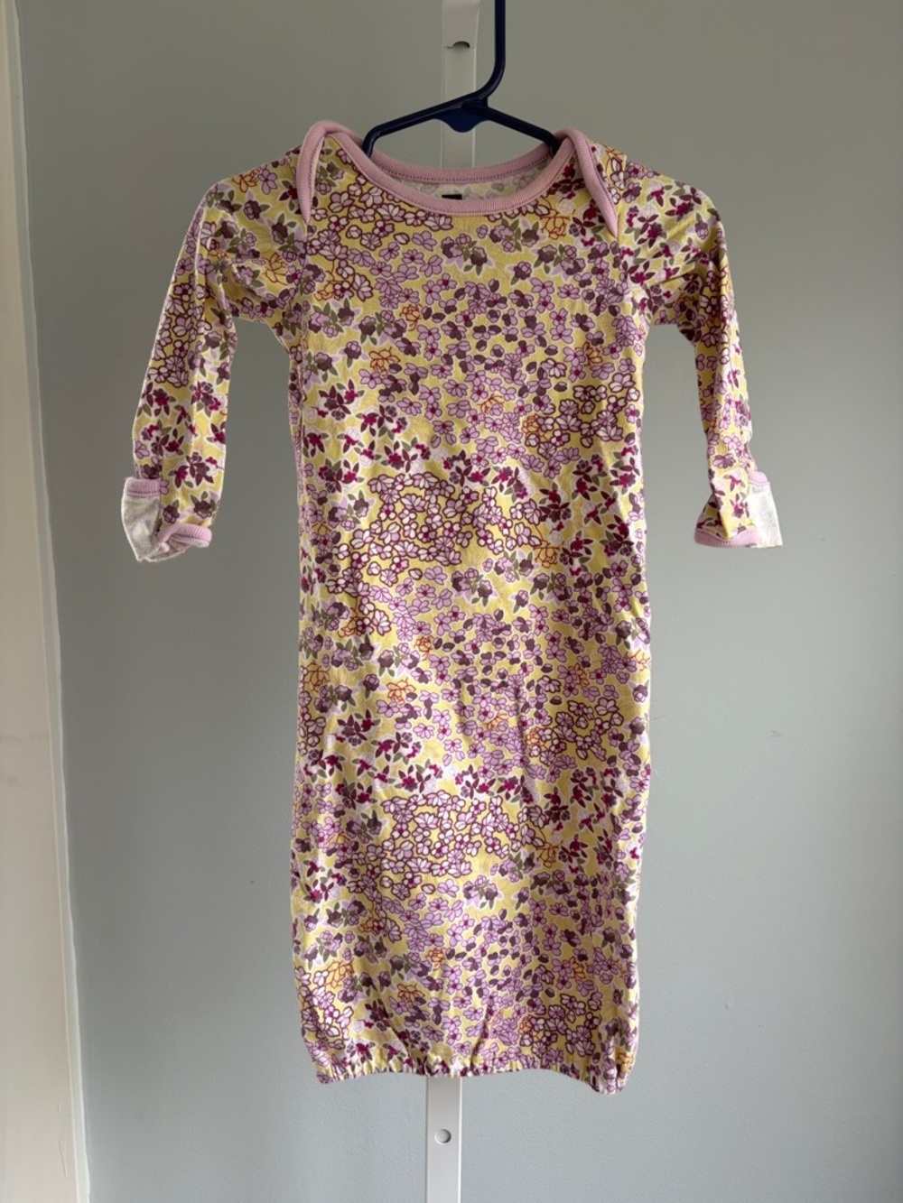 Tea Collection Baby Girl Floral Sleep Gown Yellow Pink Lavender 3-6m